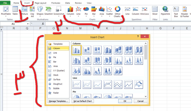 شکل ۱. چگونگی دسترسی مسیر ایجاد نمودار