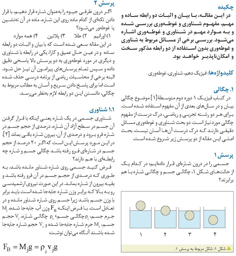 شناوری و غوطه وری