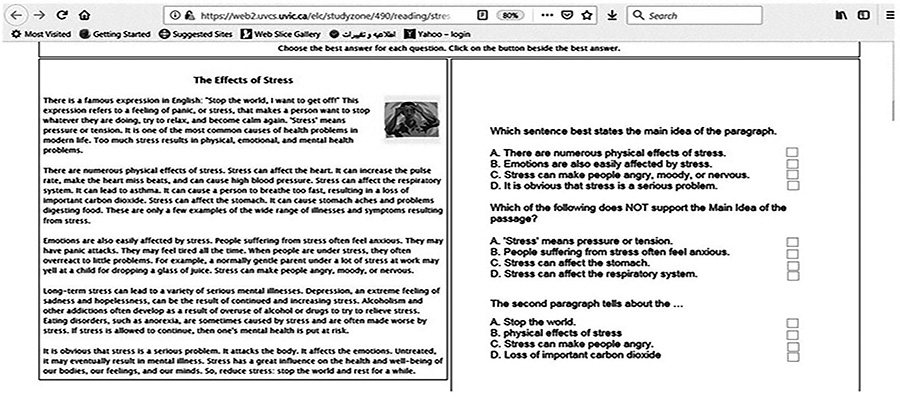 The Comparative Effect of Integrating Online Learning Websites Versus E-Learning Tools in EFL Classrooms on Reading Comprehension of Iranian Intermediate Learners